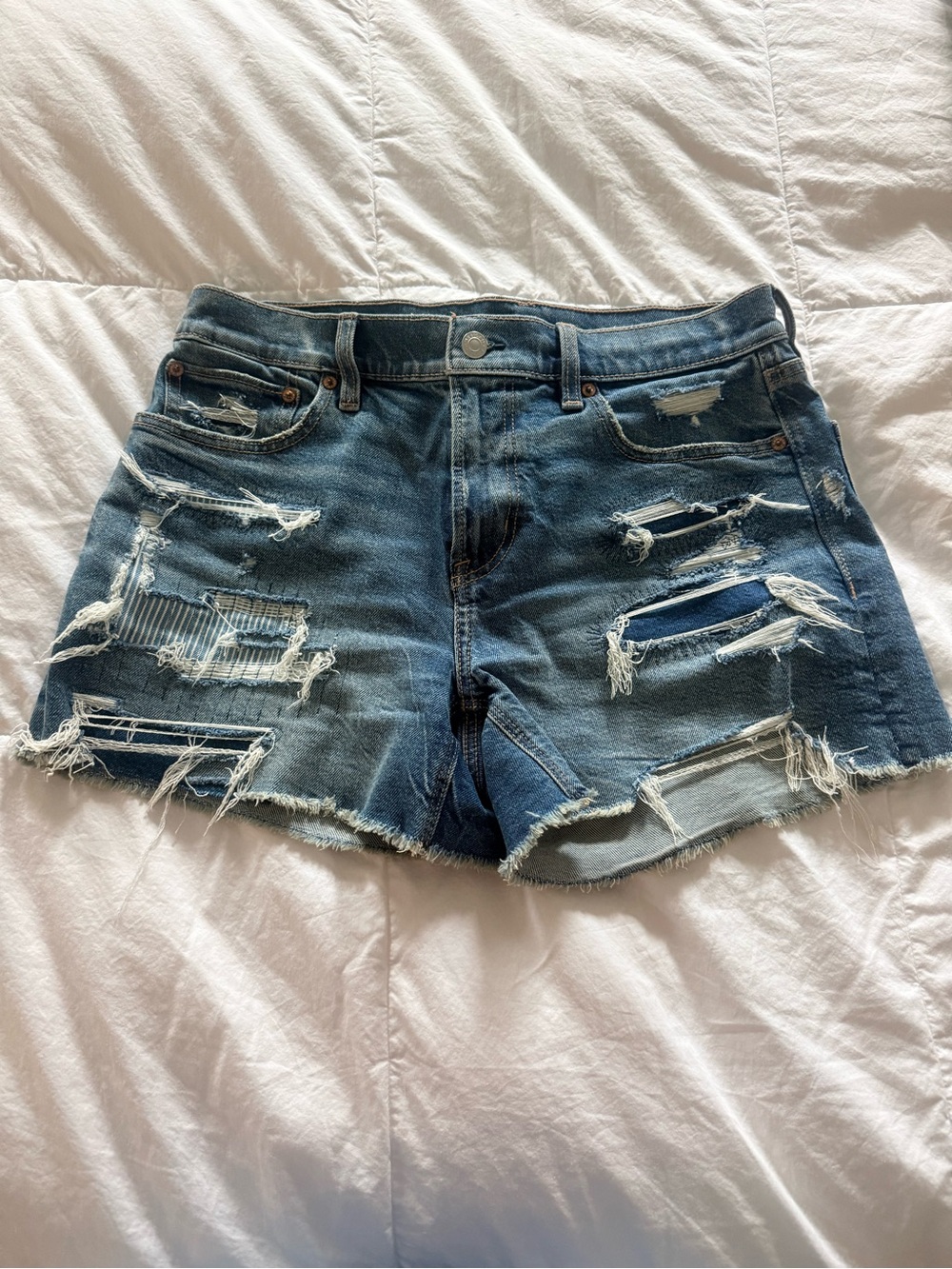 American Eagle Outfitters Distressed Blue Denim Cutoff Shorts